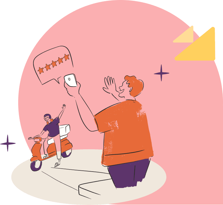 Customer and rider illustration